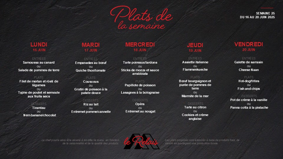 Menu de la semaine