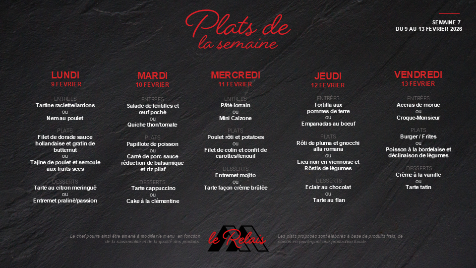 Menu de la semaine