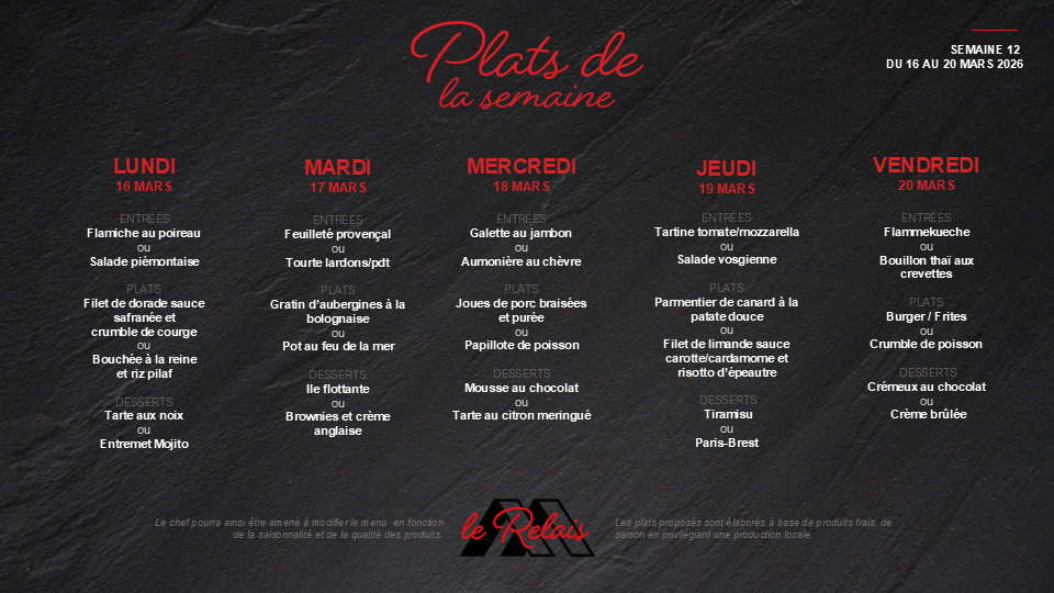 Menu de la semaine